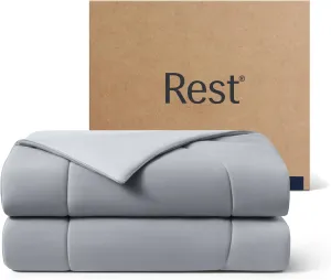 REST® Evercool® Cooling Comforter, Full/Queen, Blanket for Hot Sleepers, All Season Bedding to Keep Cool for Night Sweats, Breathable Lightweight Blanket, 90"x90" Inches, Cool Gray