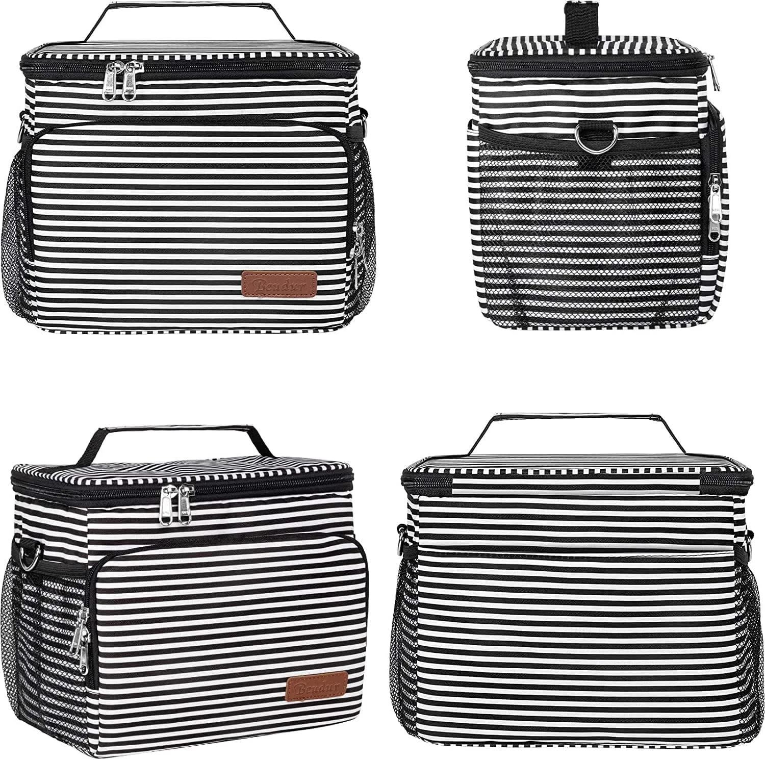 Reusable Lunch Cooler, Insulated Bag, Adult Lunch Bag Women's Warm Food Storage Tote Bag Waterproof Freezer with Long Straps Men Women Picnic Work Out/9 l stripe, 10x6.7x8IN