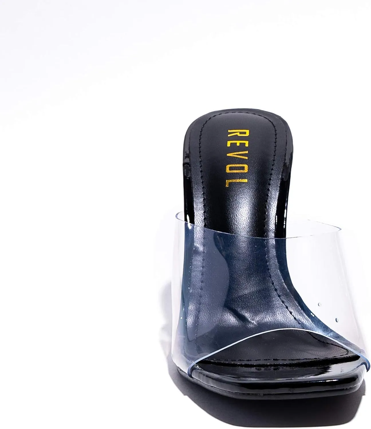 REVOL Perpex Heel Ankle Strap Adjustable Buckle Lucite Clear Block Chunky High Heel Open Toe Sandal
