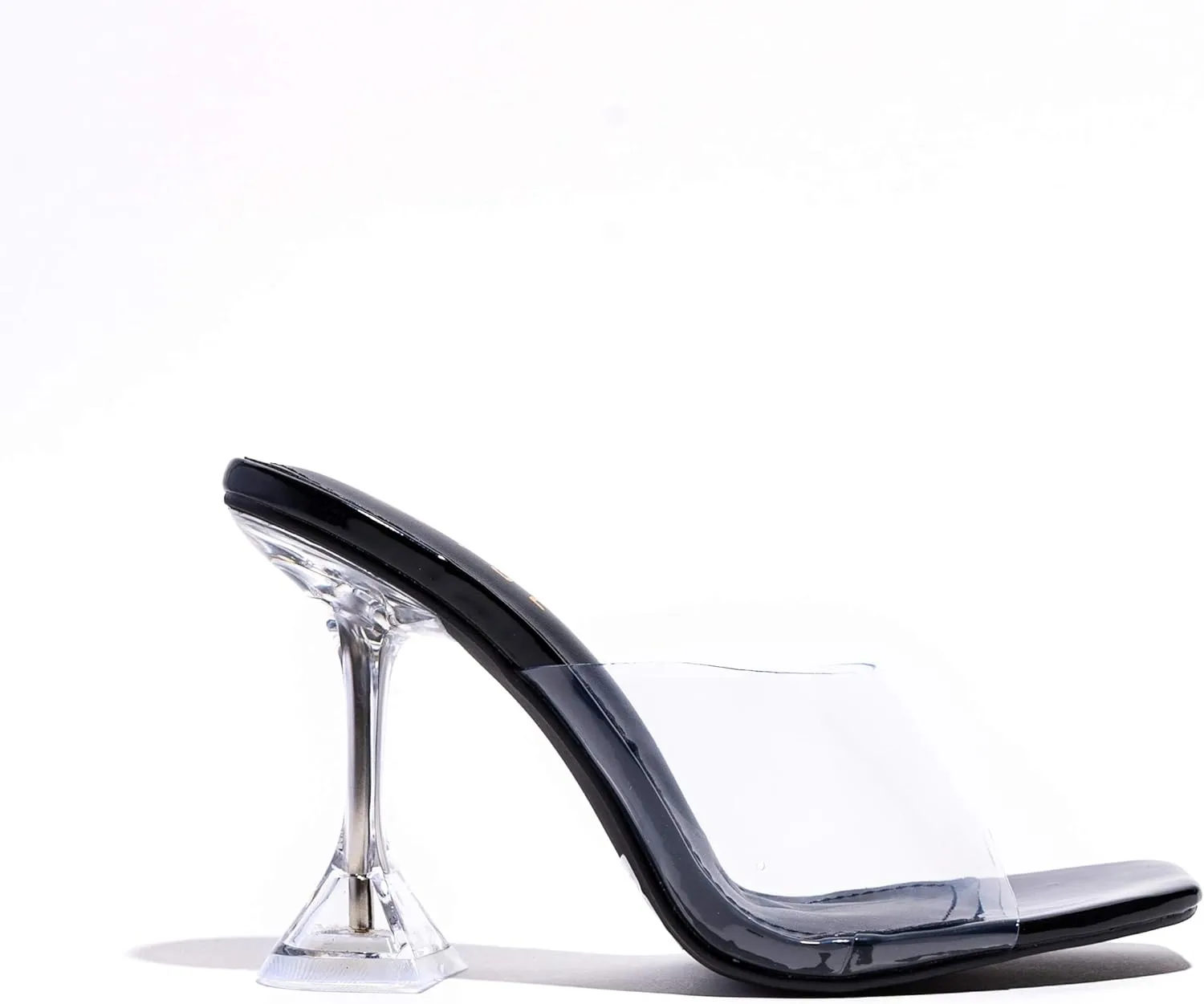 REVOL Perpex Heel Ankle Strap Adjustable Buckle Lucite Clear Block Chunky High Heel Open Toe Sandal