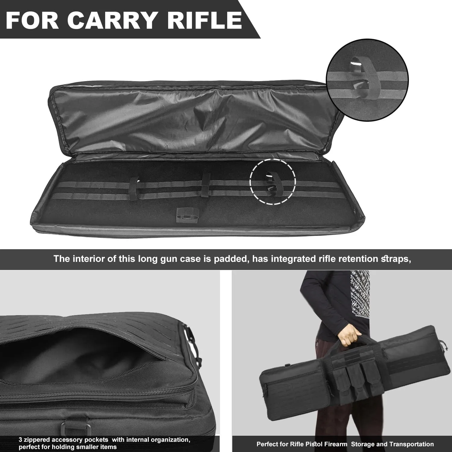 Rifle Case Soft Gun Bag Long Shotgun Cases for Pistol Firearm Storage and Transport Tactical Rifle Bag for Hunting Shooting Range