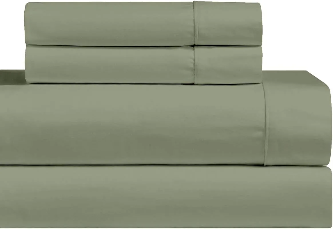 Royal Hotel Bedding Luxury Heavyweight 1000 Thread Count 4pc Bed Sheet Set 100% Cotton Material, Cool - Durable, Soft and Breathable Deep Pocket Sheets in King Size, Sage-Green