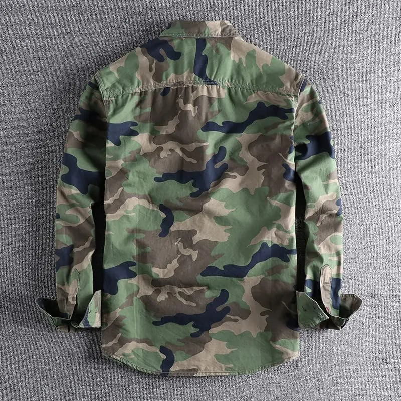 Rugged Camo Men's Shirt-Double Pocket Long Sleeve,Ideal for Work or Casual Wear-A Versatile Top for All Men