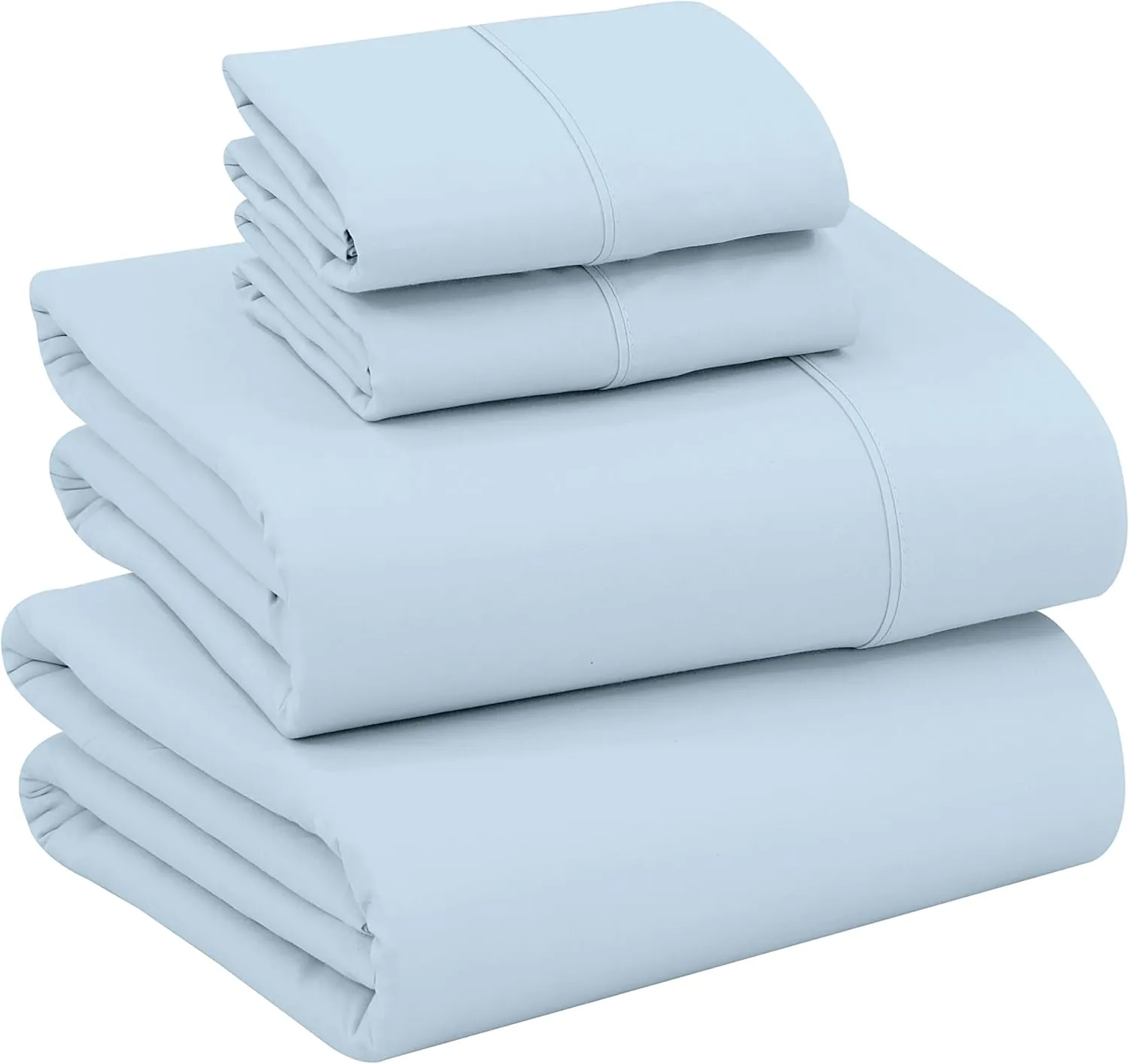 RUVANTI 100% Cotton Full Size Bed Sheets, 4 Pieces, Soft & Breathable Percale Weave Bedding, Deep Pocket 16", Hotel Standard, Crisp Cool Feel, Durable, Perfect Sheet Set Dyed, Baby Blue