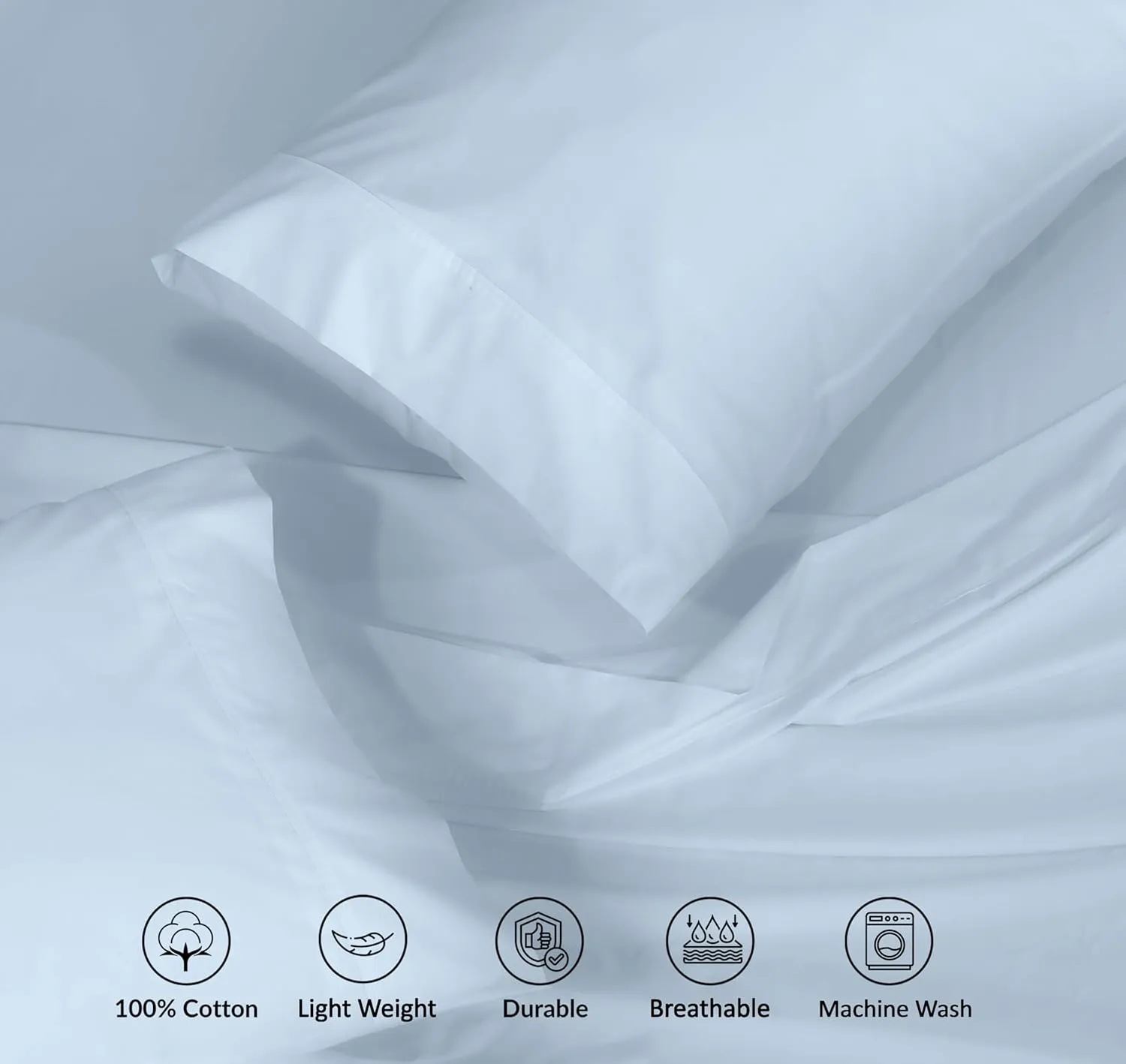 RUVANTI 100% Cotton Full Size Bed Sheets, 4 Pieces, Soft & Breathable Percale Weave Bedding, Deep Pocket 16", Hotel Standard, Crisp Cool Feel, Durable, Perfect Sheet Set Dyed, Baby Blue