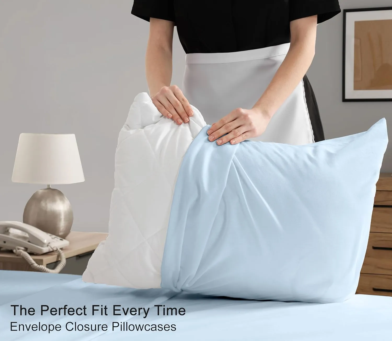 RUVANTI 100% Cotton Full Size Bed Sheets, 4 Pieces, Soft & Breathable Percale Weave Bedding, Deep Pocket 16", Hotel Standard, Crisp Cool Feel, Durable, Perfect Sheet Set Dyed, Baby Blue