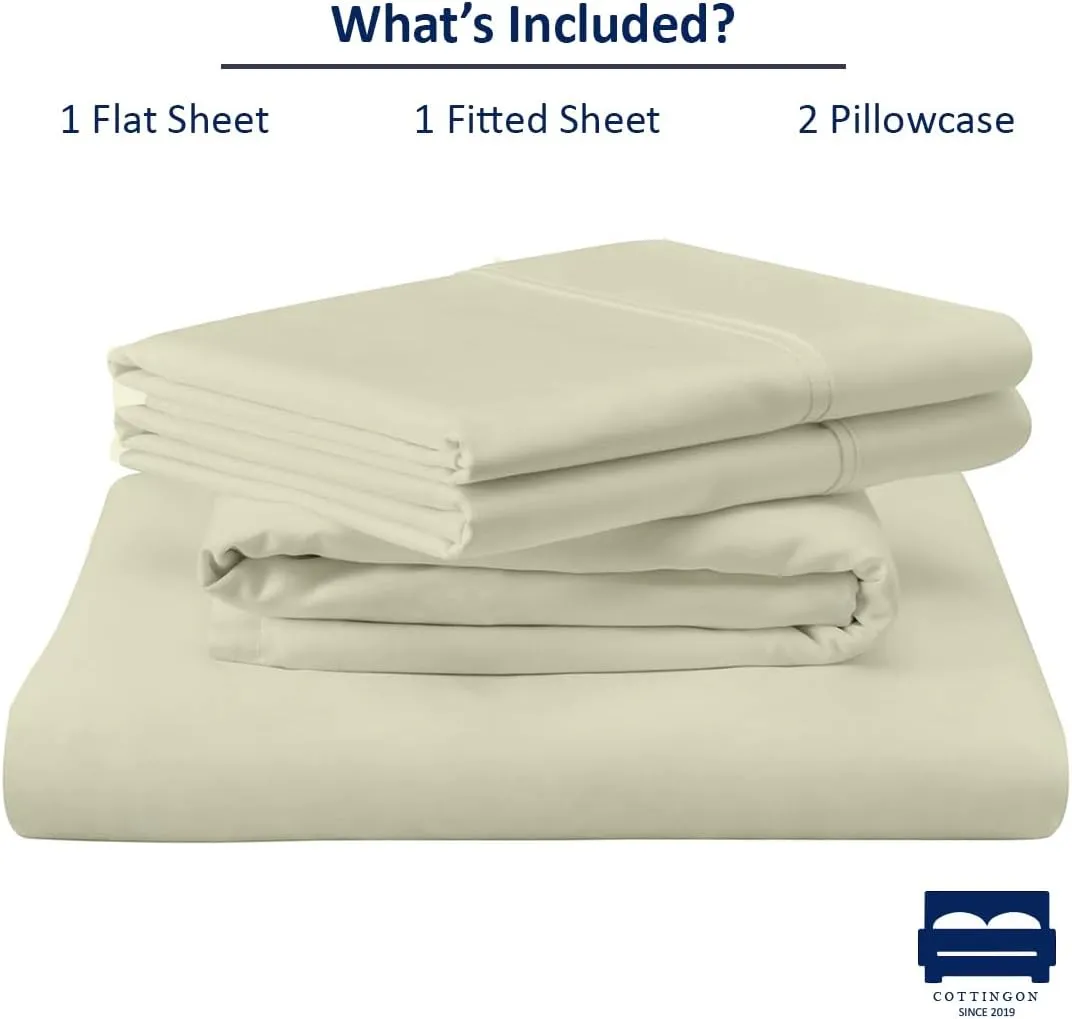 RV King Sheet Set - 4 Piece Cotton Bedding Set, Fits Up to 15" Deep Mattress, RV King 72" x 80", Ivory Solid