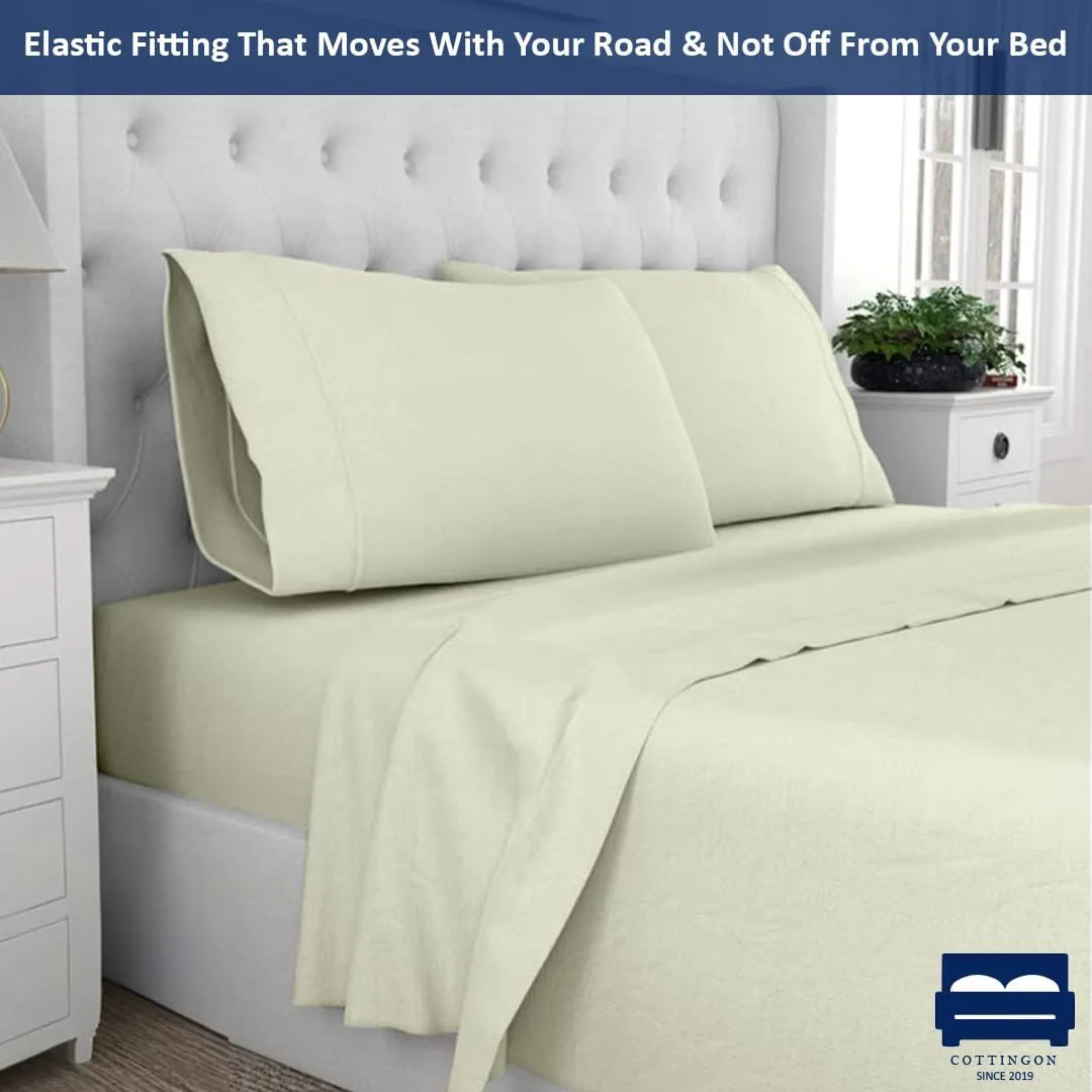 RV King Sheet Set - 4 Piece Cotton Bedding Set, Fits Up to 15" Deep Mattress, RV King 72" x 80", Ivory Solid