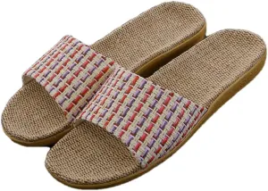 Sandals for Women Women Home Slippers Women Breathable Linen Shoes Flat Linen Slippers Ladies Outside Floor Unisex-A_9_Us (A 8 us)
