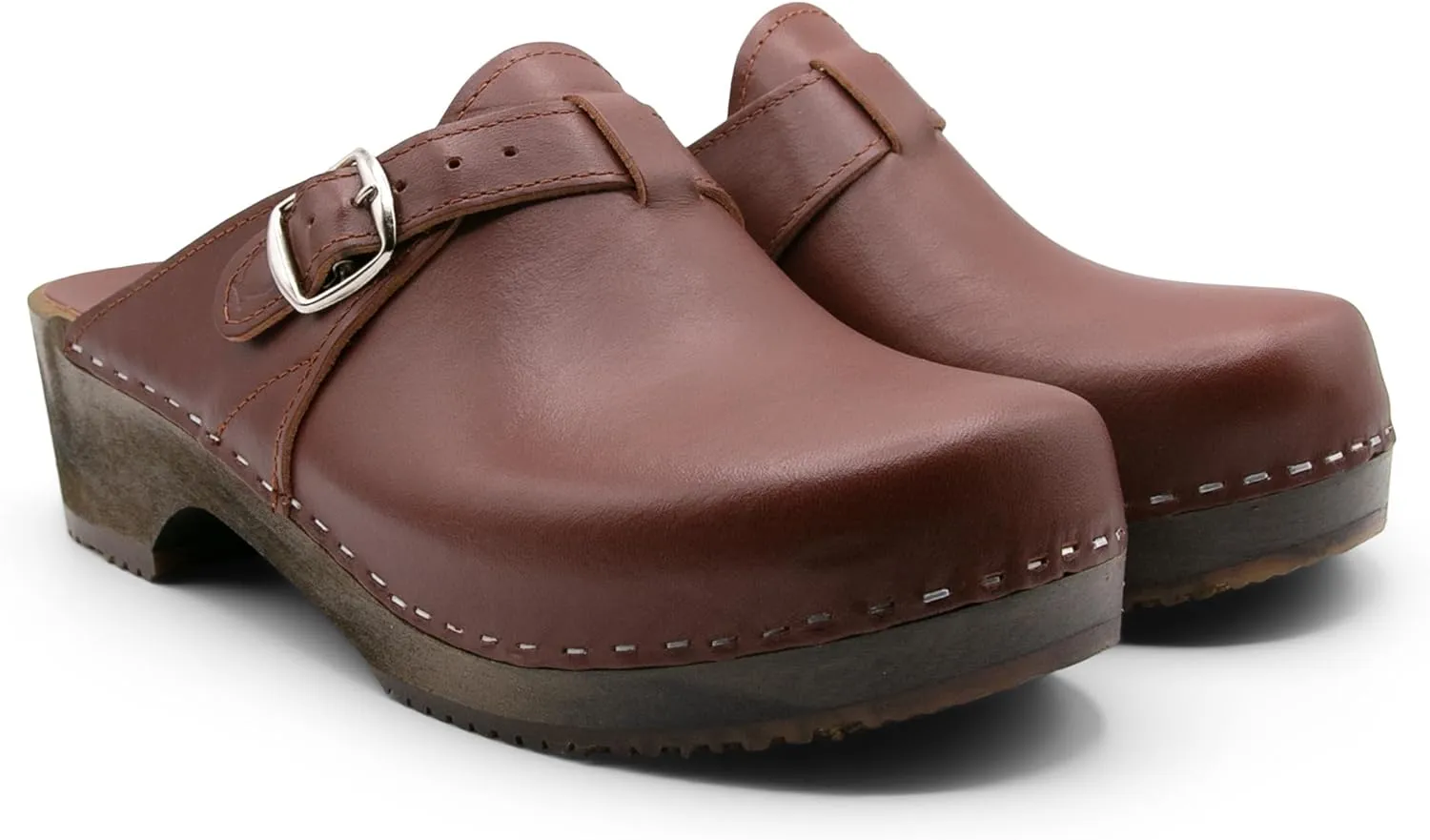 Sandgrens Handmade Swedish Wood Clogs for Men, Low Heel Mule | Halmstad