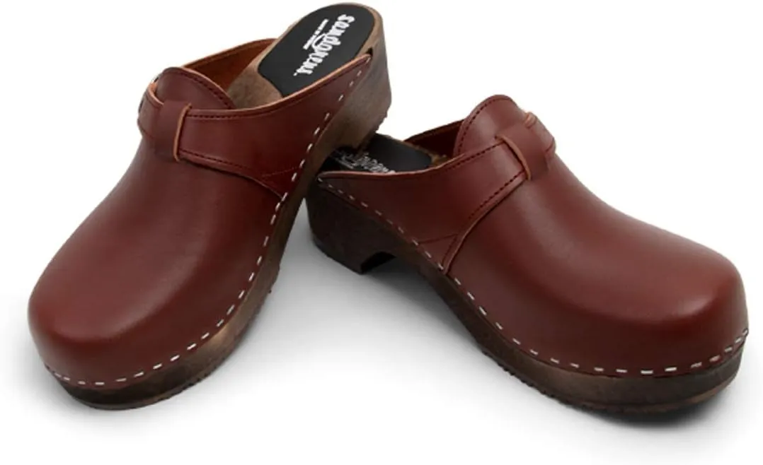 Sandgrens Handmade Swedish Wood Clogs for Men, Low Heel Mule | Halmstad