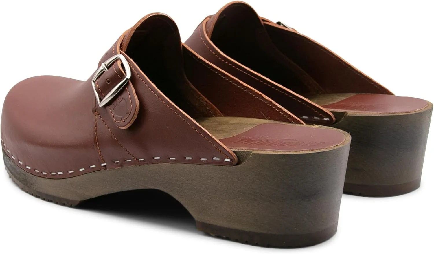 Sandgrens Handmade Swedish Wood Clogs for Men, Low Heel Mule | Halmstad