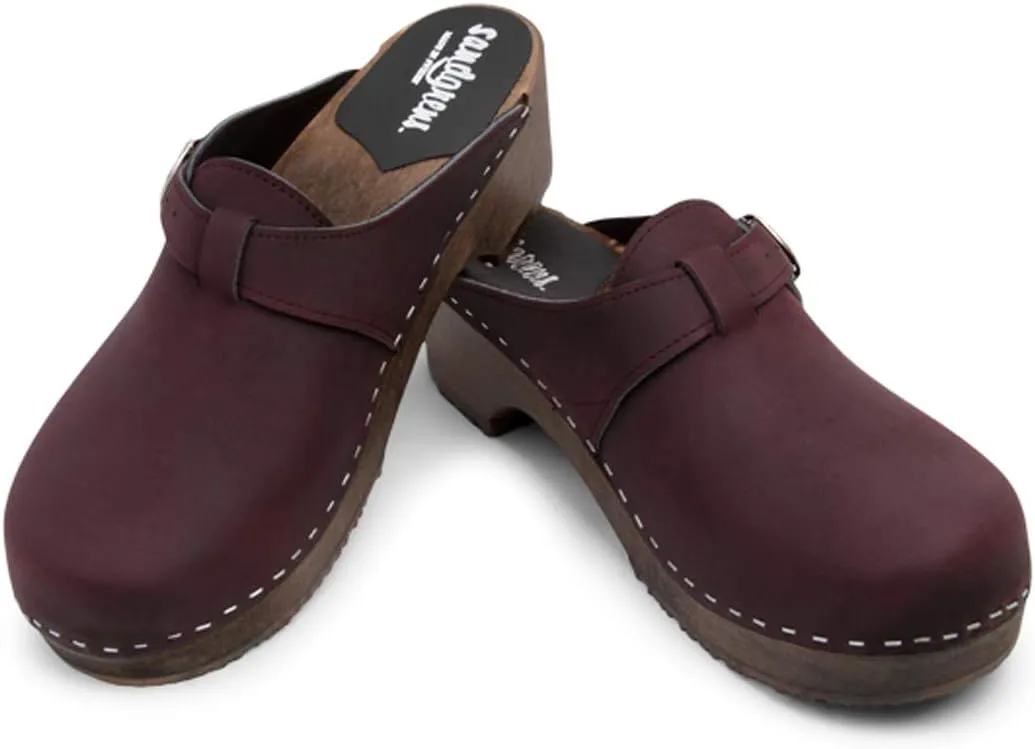Sandgrens Handmade Swedish Wood Clogs for Men, Low Heel Mule | Halmstad