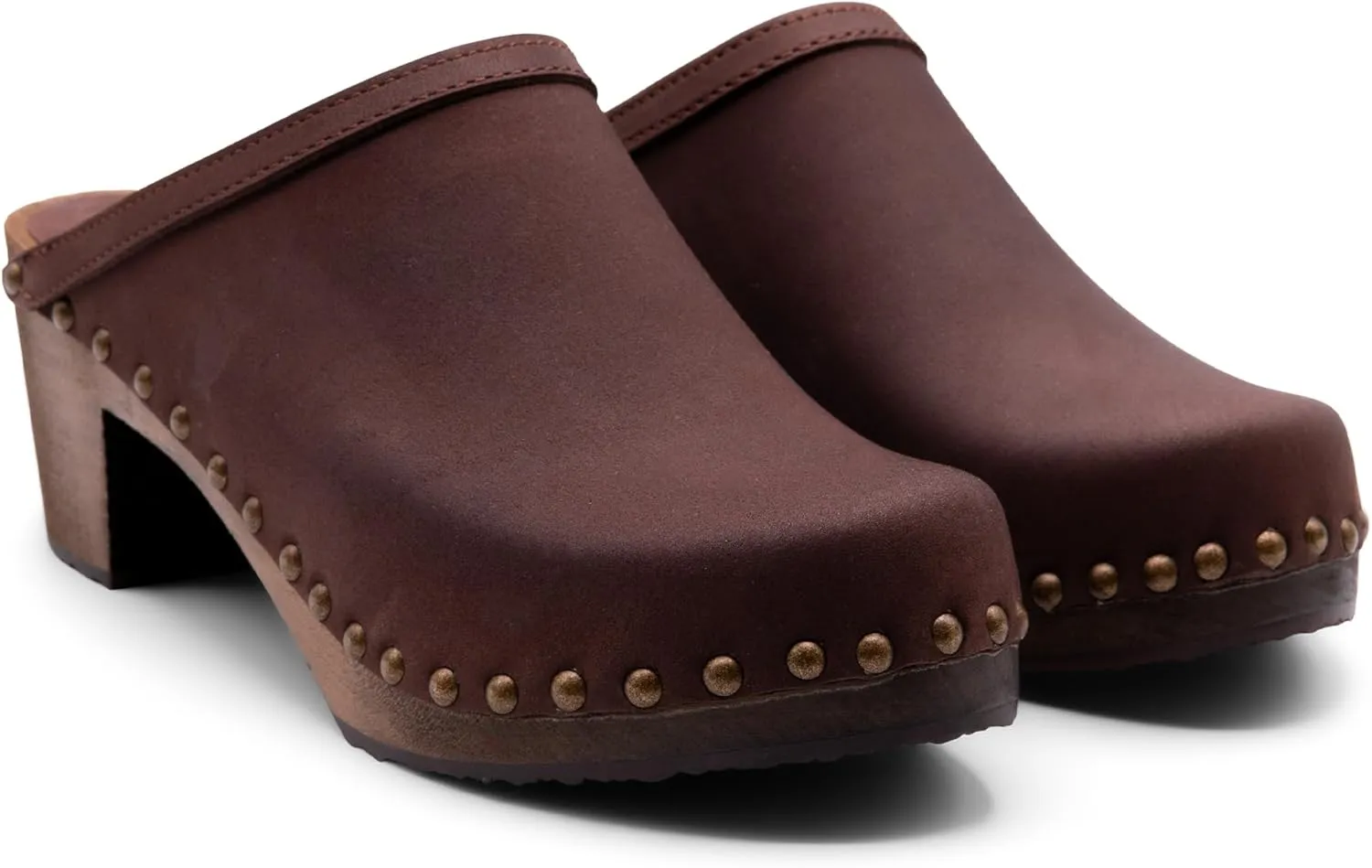 Sandgrens Handmade Swedish Wood Clogs for Women, High Heel Mule | Rome
