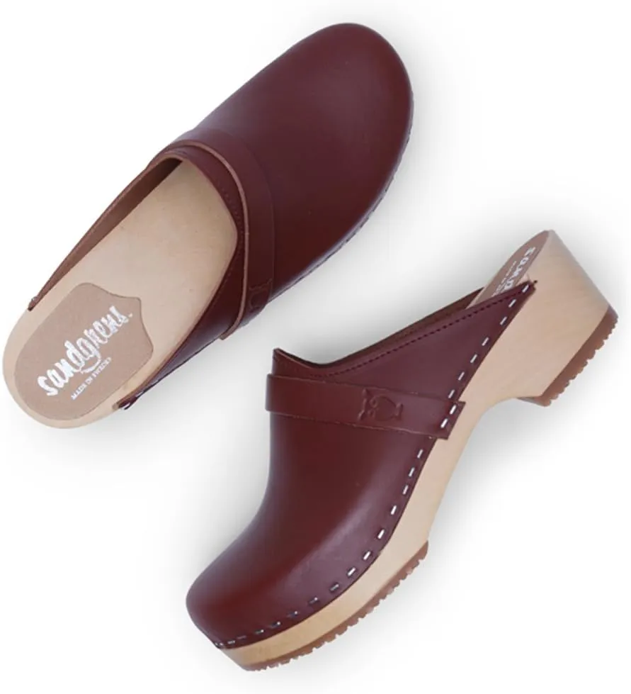 Sandgrens Handmade Swedish Wood Clogs for Women, Low Heel Mule | Tokyo