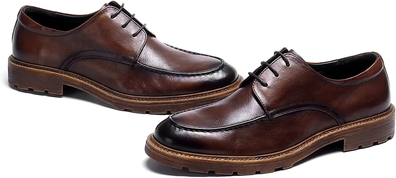 Santimon Mens Dress Shoes Casual Leather Oxford Formal Shoes for Men Black Brown