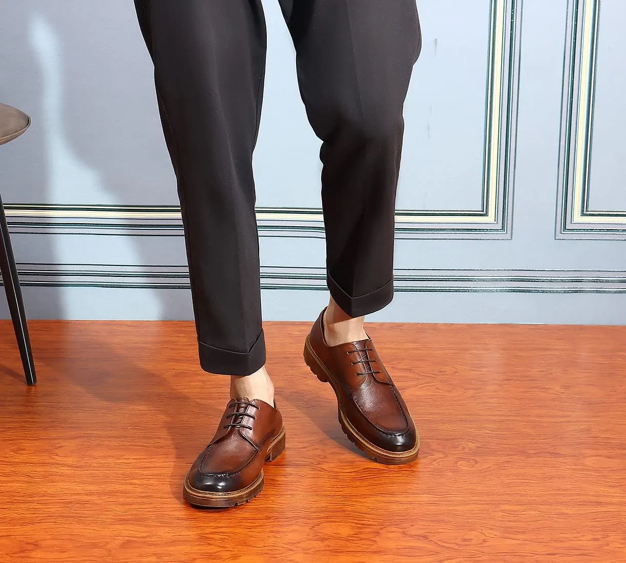 Santimon Mens Dress Shoes Casual Leather Oxford Formal Shoes for Men Black Brown