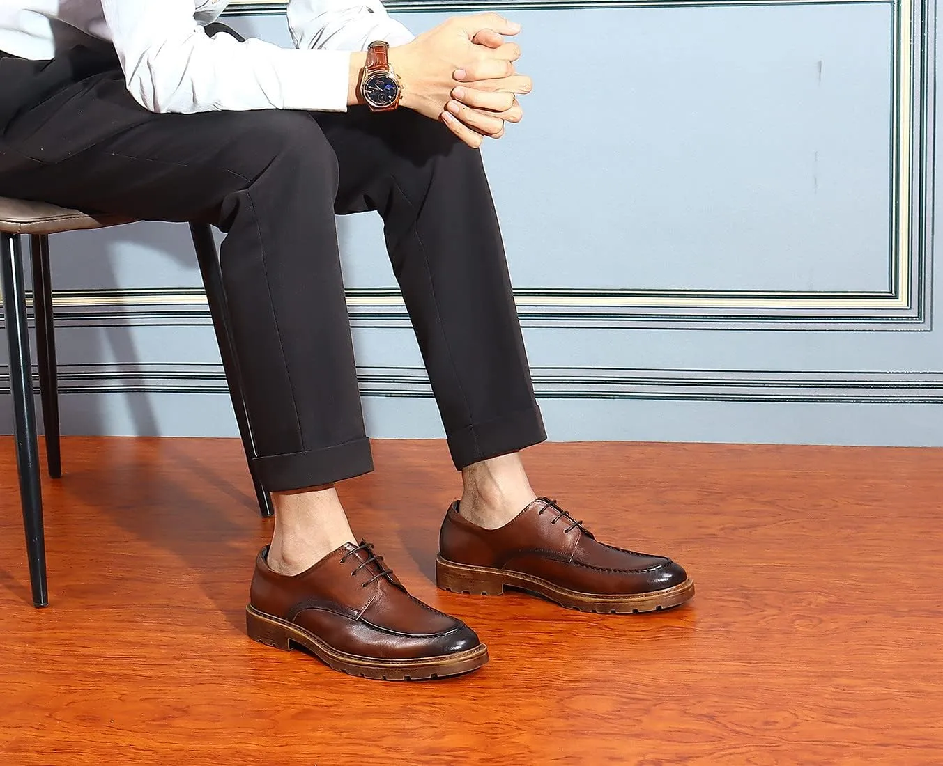 Santimon Mens Dress Shoes Casual Leather Oxford Formal Shoes for Men Black Brown