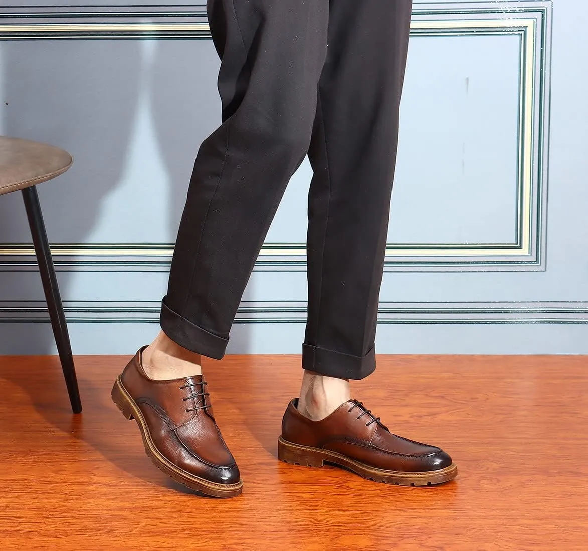 Santimon Mens Dress Shoes Casual Leather Oxford Formal Shoes for Men Black Brown