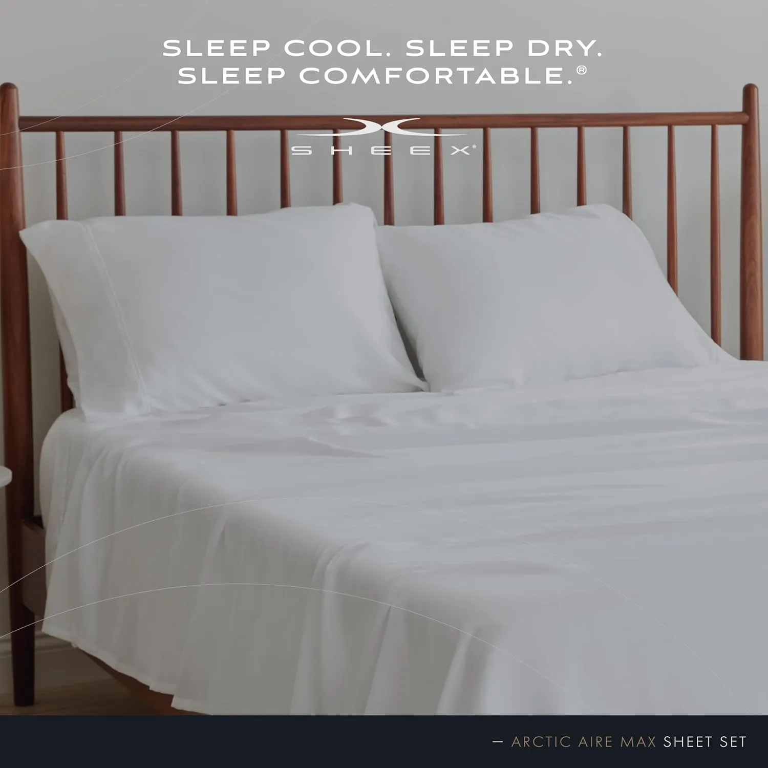 SHEEX Arctic Aire MAX Sheet Set, Ultrasoft Cooling Sheets with 1 Flat Sheet, 1 Fitted Sheet, and 2 Pillowcases, King, White