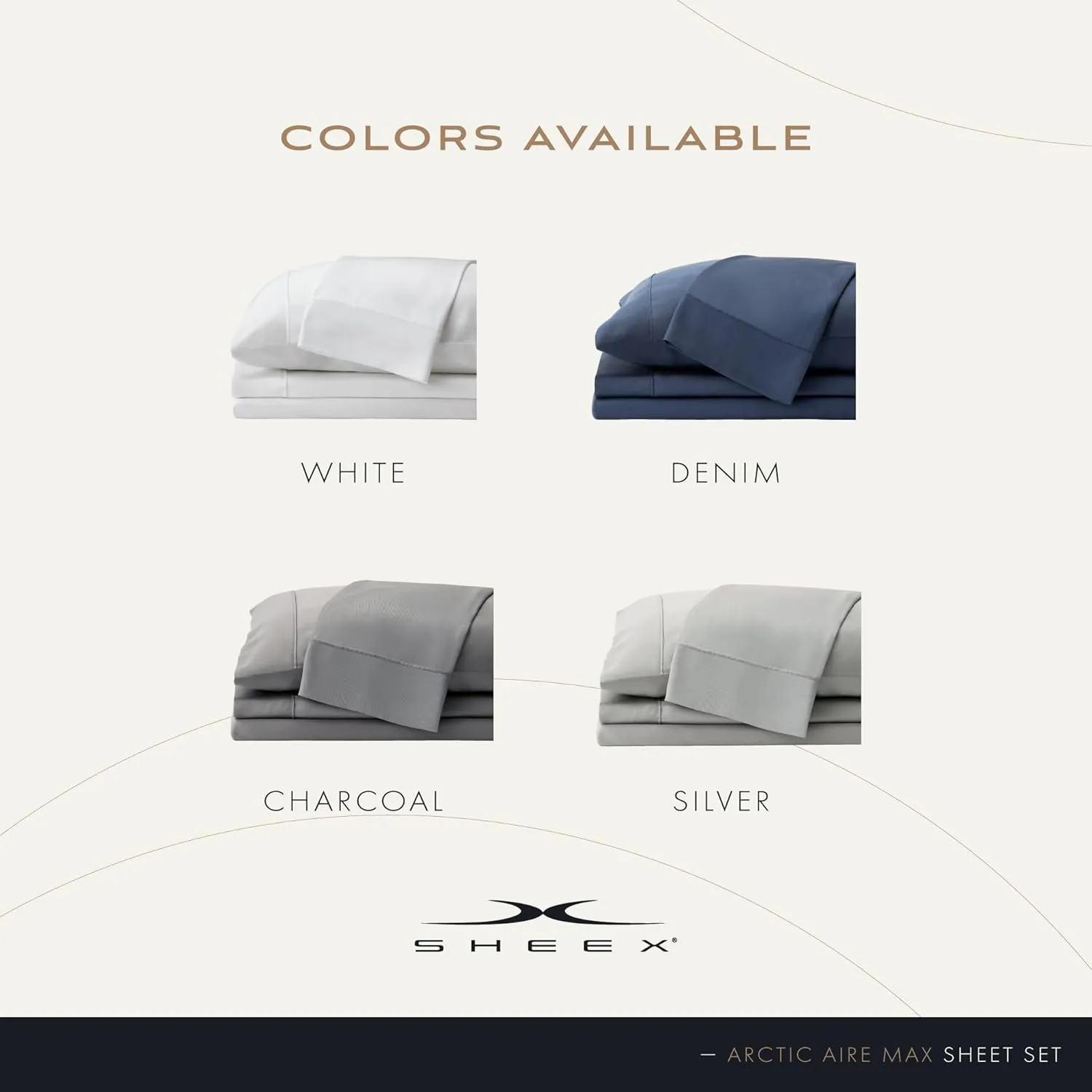 SHEEX Arctic Aire MAX Sheet Set, Ultrasoft Cooling Sheets with 1 Flat Sheet, 1 Fitted Sheet, and 2 Pillowcases, King, White