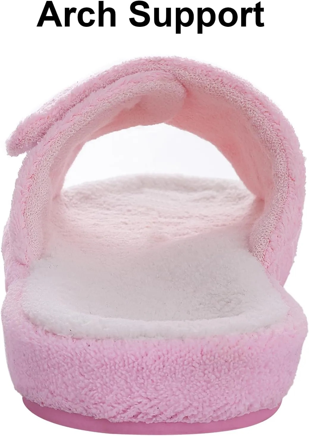 shevalues Summer Arch Support Slippers for Women Adjustable Terry Cloth Fuzzy Indoor Slippers Open Toe House Shoes