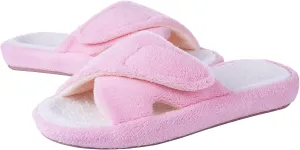 shevalues Summer Arch Support Slippers for Women Adjustable Terry Cloth Fuzzy Indoor Slippers Open Toe House Shoes