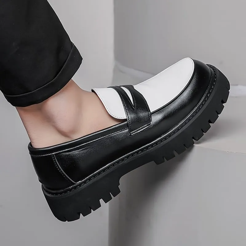 Shoes Men's Retro Loafers Fashion Spliced ​​Oxford Shoes Versatile Casual Shoes(D,7.5)