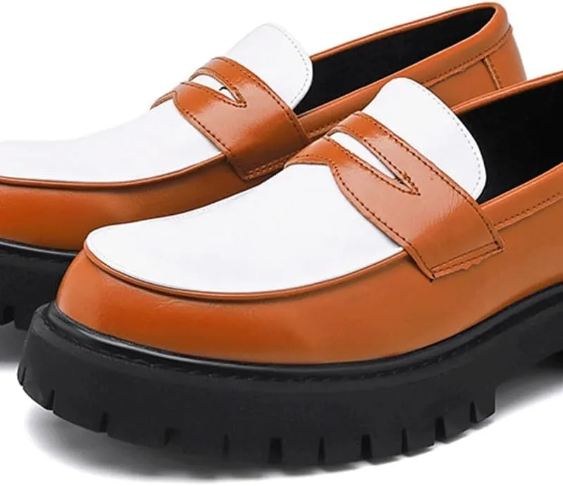 Shoes Men's Retro Loafers Fashion Spliced ​​Oxford Shoes Versatile Casual Shoes(D,7.5)