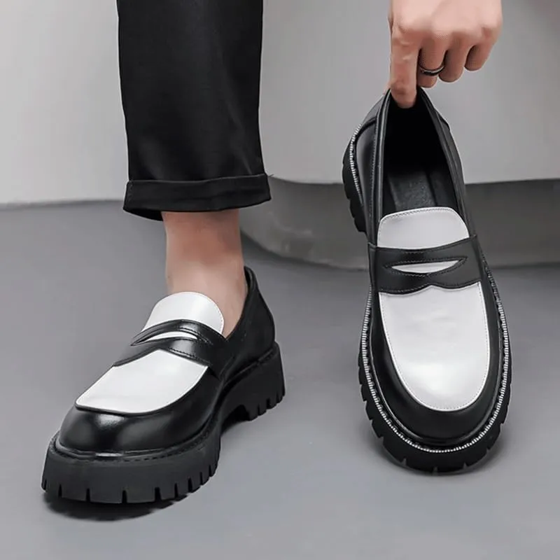 Shoes Men's Retro Loafers Fashion Spliced ​​Oxford Shoes Versatile Casual Shoes(D,7.5)