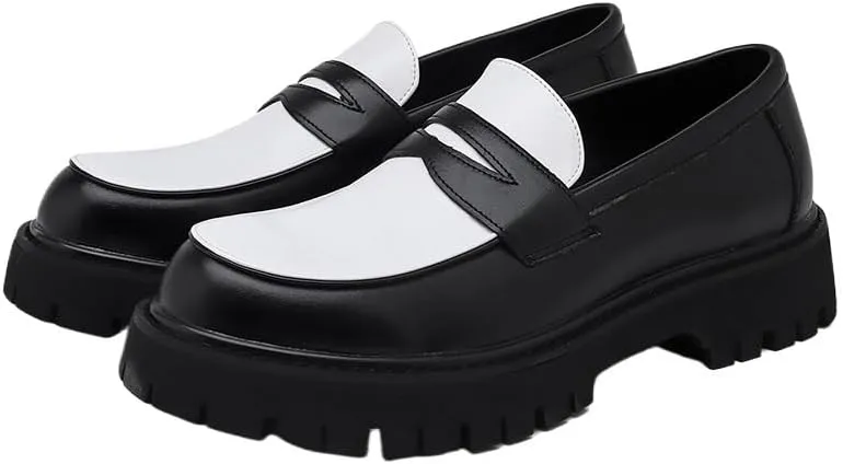 Shoes Men's Retro Loafers Fashion Spliced ​​Oxford Shoes Versatile Casual Shoes(D,7.5)
