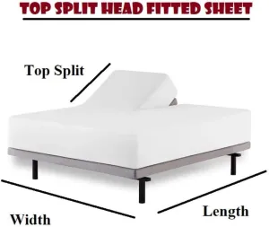 Silentnight 4 Piece 800 Thread Count 100% Egyptian Cotton Top Split King Sheets for Adjustable Bed for Sleep Number Bed 39" Flex Top Sheet 15" Deep Pocket - Medium Blue Solid