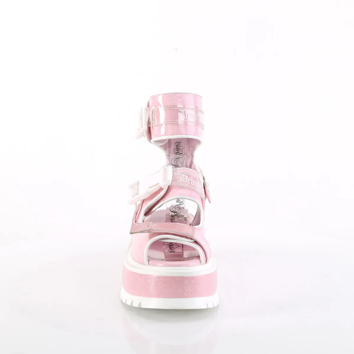 SLACKER-15B - Baby Pink Hologram Patent Sandals