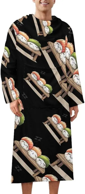 Sleepy Sushi Wearable Blanket Warm Throw Blanket Wrap Robe Bathrobes with Sleeves for Adult