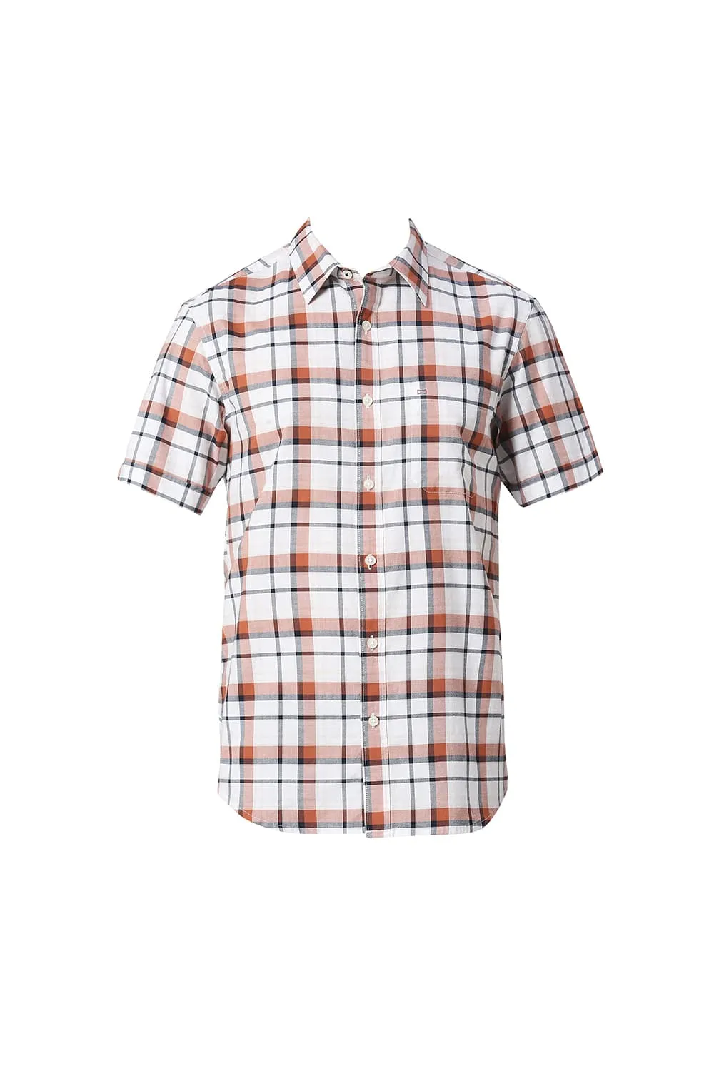 Slim Fit Cotton Oxford Checks Halfsleeves Shirt