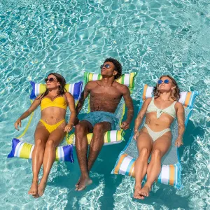 Sloosh 3 Pack Inflatable Pool Float Hammock, Water Lounges, Multi-Purpose Swimming Pool Accessories (Saddle, Lounge Chair, Hammock, Drifter), Lake, Outdoor, Beach