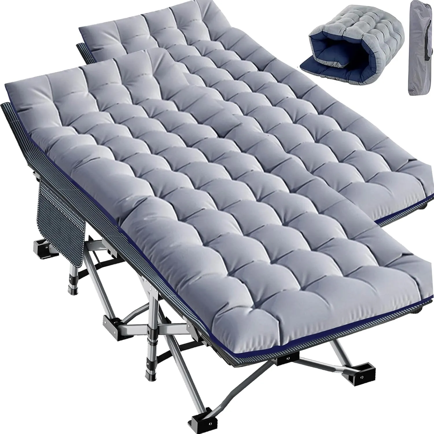 Slsy Oversized XXL Camping Cot for Adults with Mattress, Portable Sleeping Cots, Camp Bed with Carry Bag for Outdoor Travel, Beach, Hiking