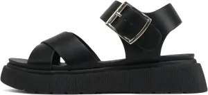 Soda “Carter” ~ Women Open Round Toe Crisscross Upper Lug Sole Platform Sandal with Adjustable Ankle Strap