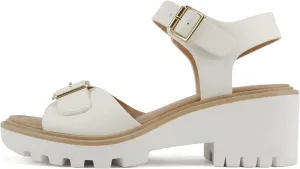 Soda Remo ~ Women Round Toe Buckle Strap Lug Sole Wedge Sandal