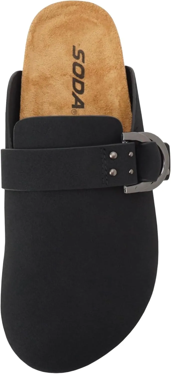 Soda Trisha ~ Women Buckle Strap Slip-On Flatform Mule