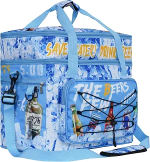 Soft Collapsible Insulated Sided Cooler - 60 Can Large Leakproof Picnic Beach Meal Prep Portable Travel Cooler for Shopping, Kayaking, Road Trips
