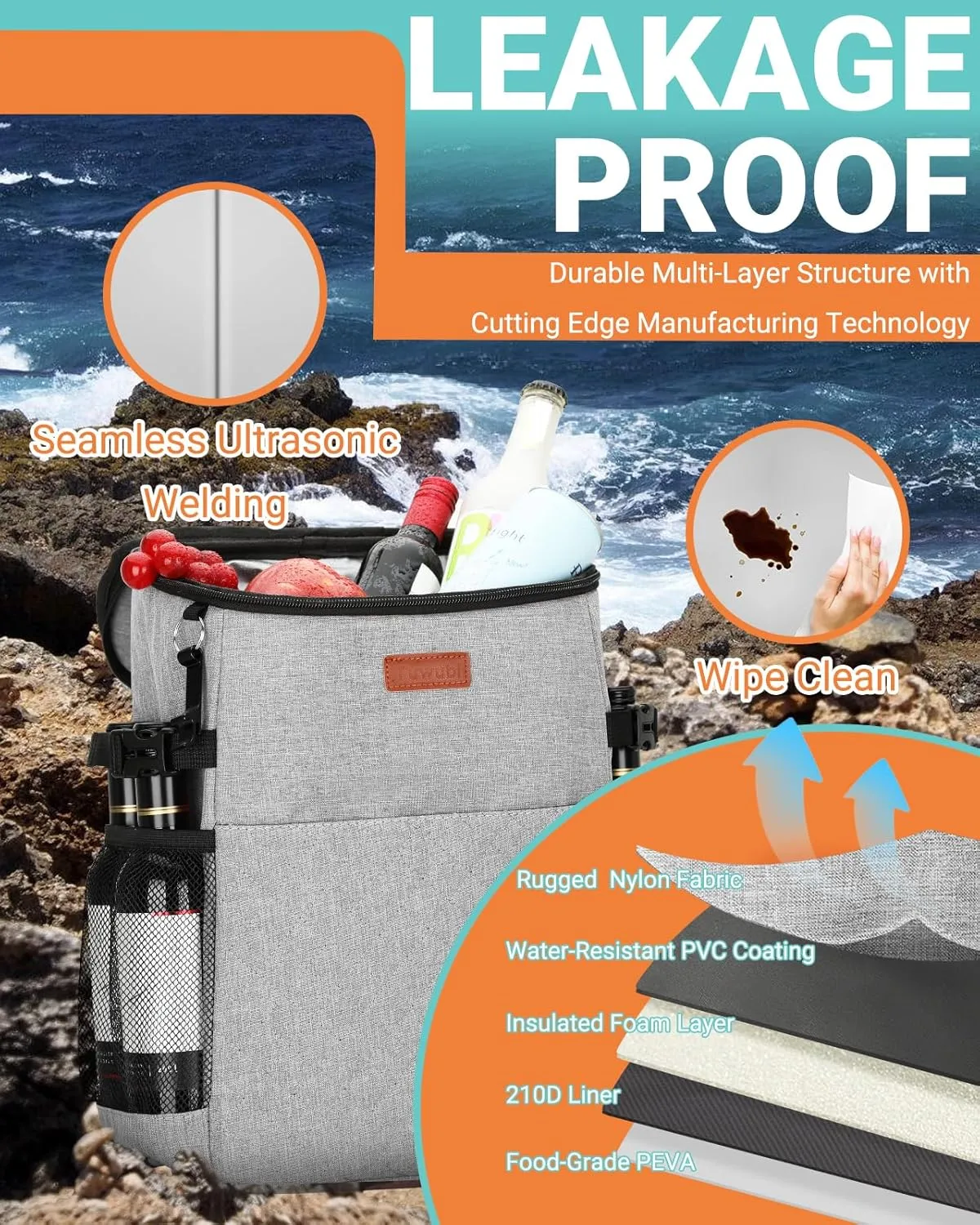 Soft Cooler Backpack 30 Cans/45 Cans, Backpack Coolers Insulated Leak Proof Thermal Lunch Backpack for Men Work Small Cooler Bag Beach Travel Picnic Drink Beverage Beer