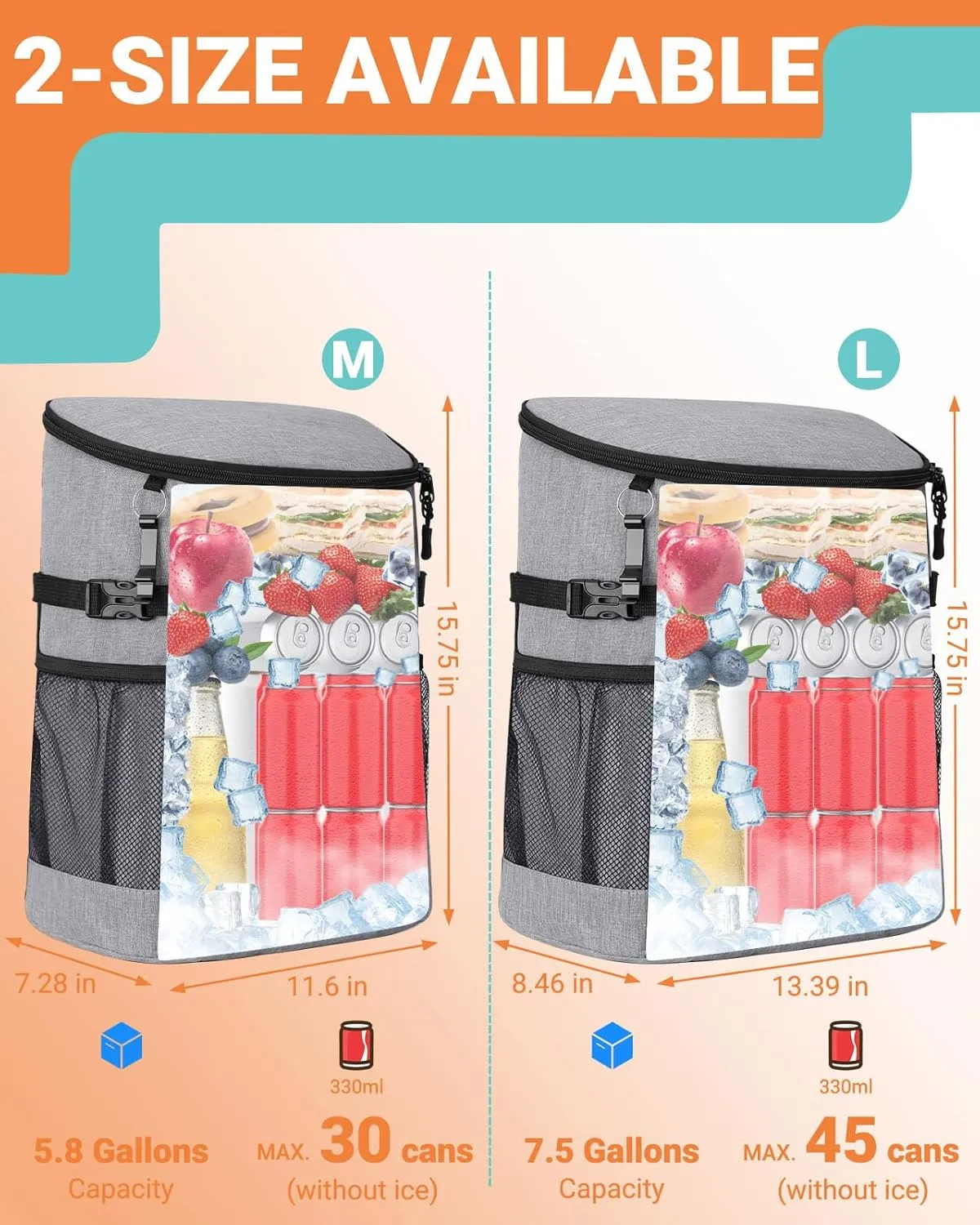 Soft Cooler Backpack 30 Cans/45 Cans, Backpack Coolers Insulated Leak Proof Thermal Lunch Backpack for Men Work Small Cooler Bag Beach Travel Picnic Drink Beverage Beer