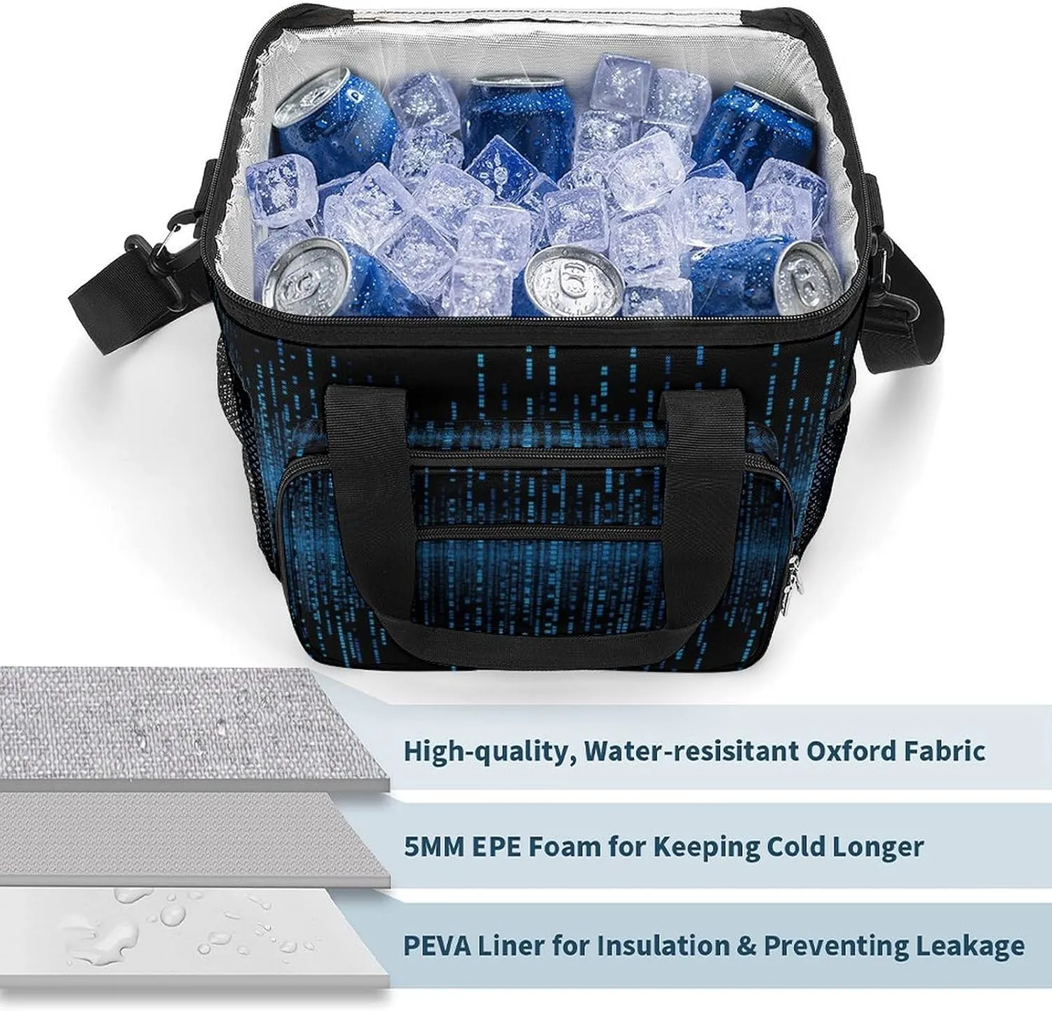 Soft Cooler Bag, 22L Collapsible Beach Cooler Bag,Three Smiling Skeletons Printed Portable Ice Chest Leakproof Travel Cooler for Picnic, Outdoor Trip