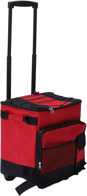 Soft Cooler with Wheels, Collapsible 43L Large Rolling Cooler, Portable Rolling Leakproof Insulated Box Ice Packs Cooler Bag on Wheels for Camping Picnic Beach Travel
