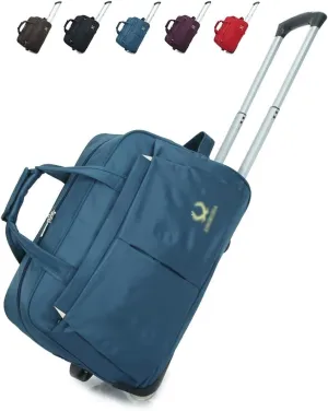 Soft Rolling Tote Travel Bag Suitcases with Wheels, Waterproof Rolling Duffle Bag Wheeled Business Carry on Luggage, Overnight Weekender Bags, 22inch (Color : Blue)