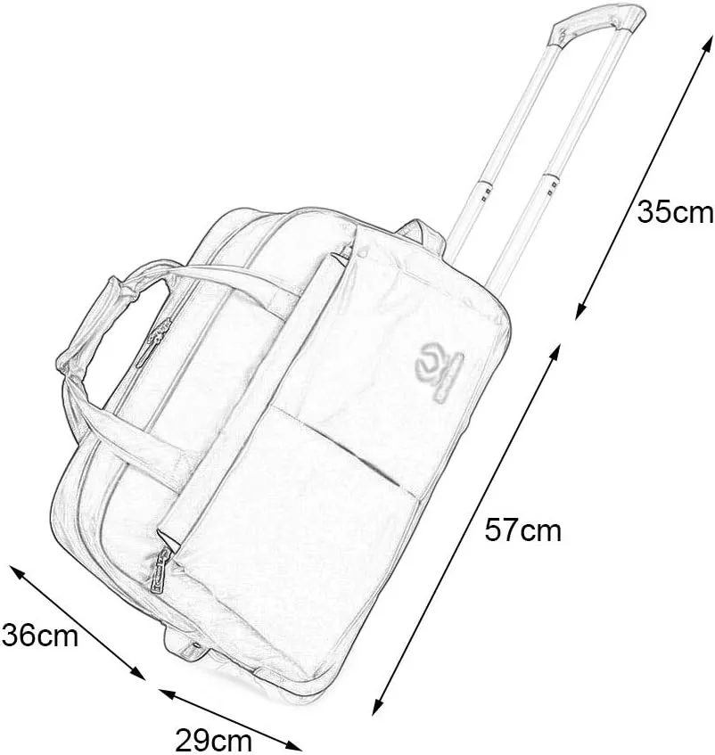 Soft Rolling Tote Travel Bag Suitcases with Wheels, Waterproof Rolling Duffle Bag Wheeled Business Carry on Luggage, Overnight Weekender Bags, 22inch (Color : Blue)