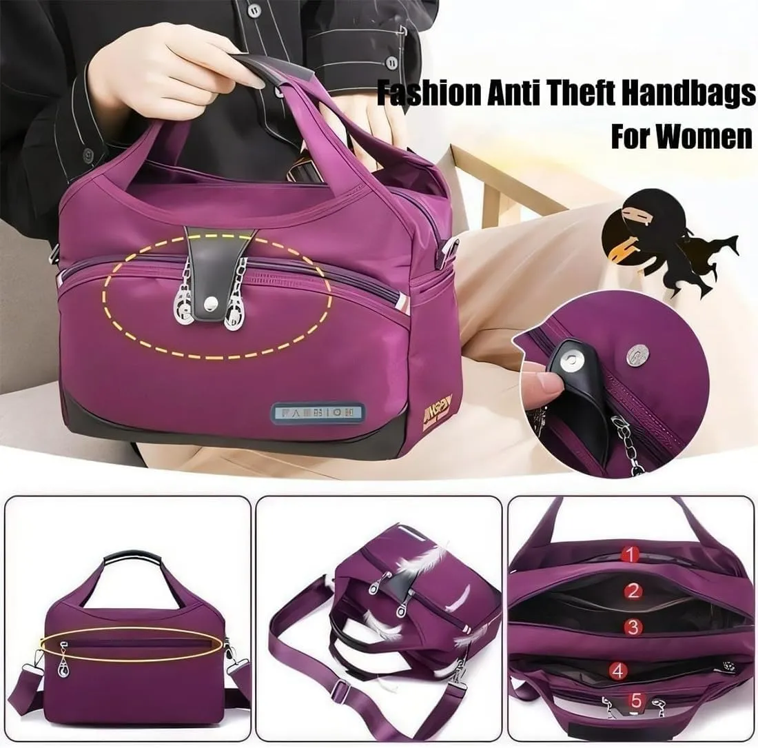Soft Side Lightweight Underseat Tote Bag, Blaciokamith Multi-pocket Fashion Waterproof Handbag Crossbody