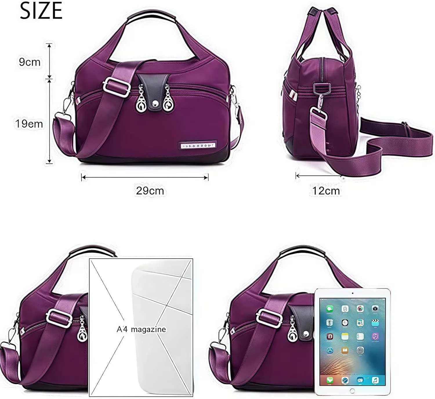 Soft Side Lightweight Underseat Tote Bag, Blaciokamith Tote Bag, Multi-pocket Fashion Waterproof Handbag Crossbody