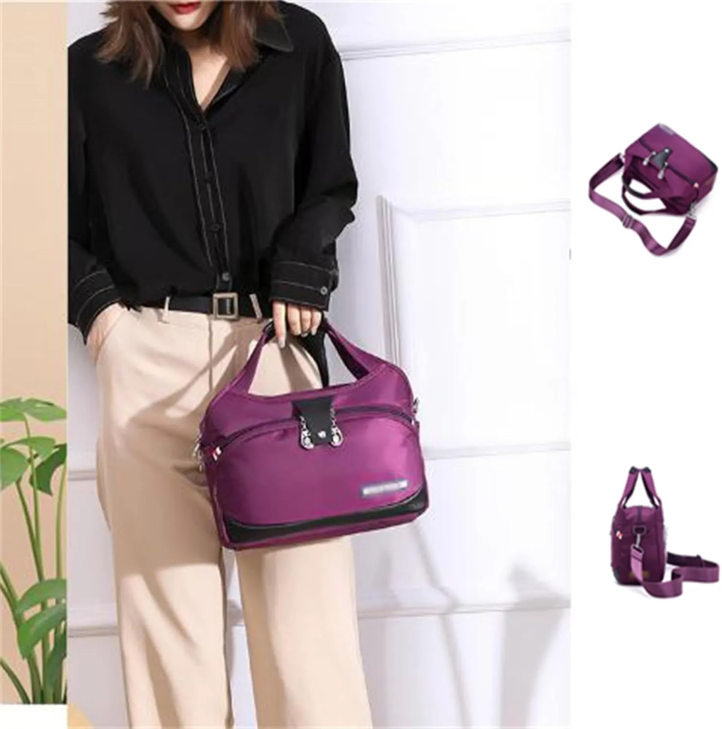 Soft Side Lightweight Underseat Tote Bag,2025 New Blaciokamith Multi-pocket Fashion Waterproof Handbag Crossbody